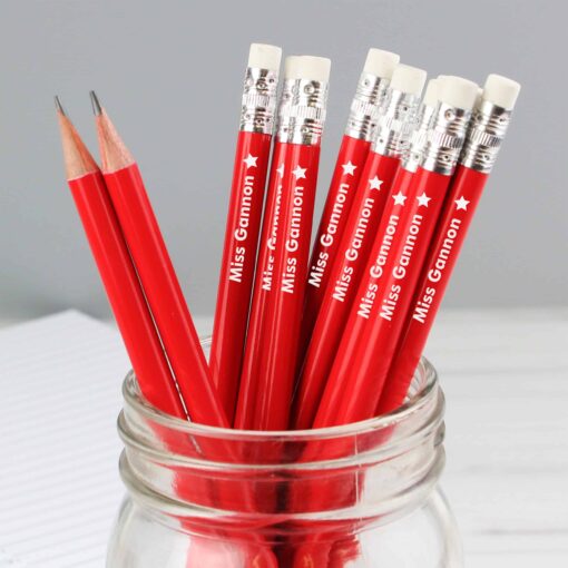 (product) Personalised Star Motif Red Pencils
