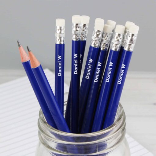 (product) Personalised Name Only Blue Pencils