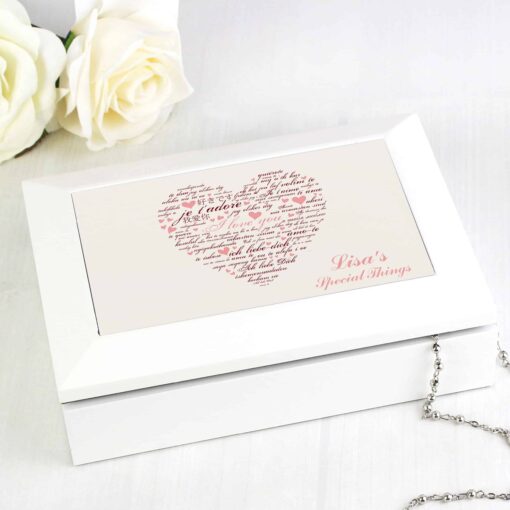 (product) Personalised I Love You White Jewellery Box