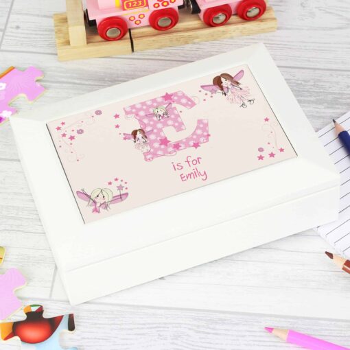 (product) Personalised Fairy Letter White Jewellery Box