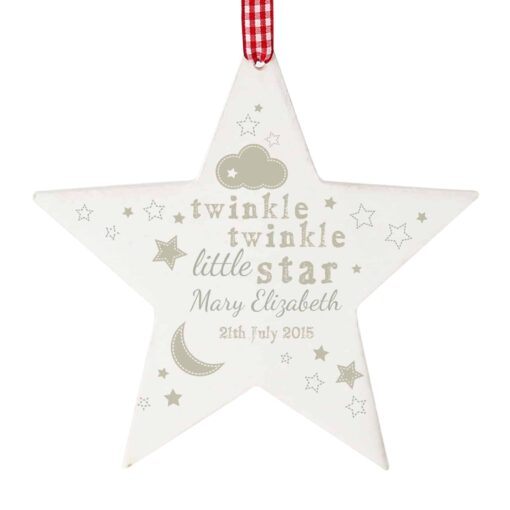 (product) Personalised Twinkle Twinkle Wooden Star Decoration