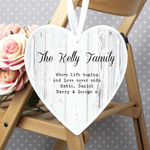 (product) Personalised Rustic Large Wooden Heart Decoration