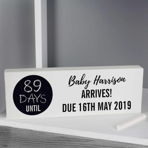(product) Personalised Classic Chalk Countdown Wooden Block Sign
