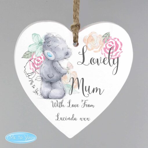 (product) Personalised Me to You Floral Wooden Heart Decoration