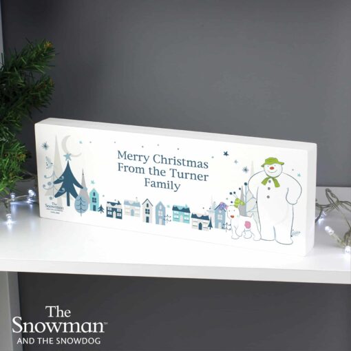 (product) Personalised The Snowman and the Snowdog Wooden Block Sign