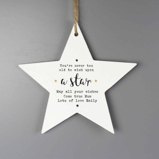 (product) Personalised Wish Upon a Star Wooden Star Decoration