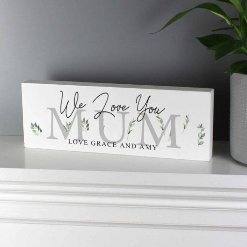 (product) Personalised Botanical Wooden Block Sign