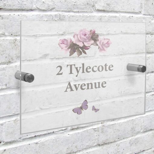 (product) Personalised Vintage Rose Acrylic House Sign
