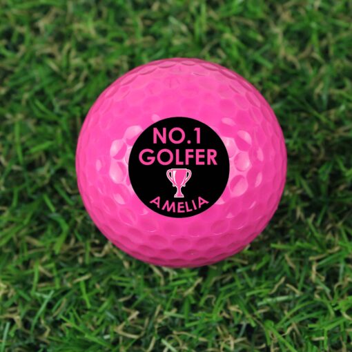 (product) Personalised No.1 Golfer Pink Golf Ball