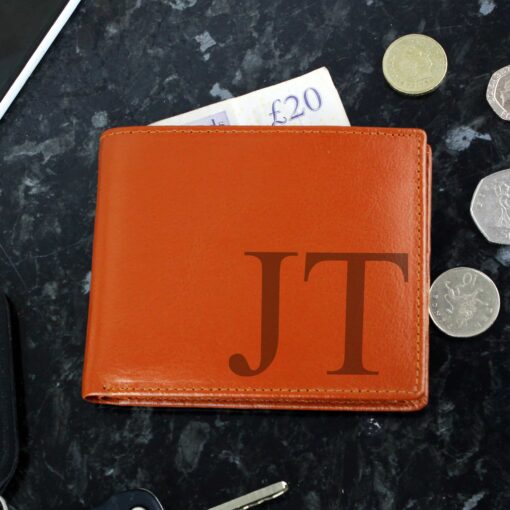 (product) Personalised Big Initials Tan Leather Wallet