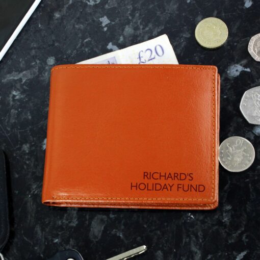 (product) Personalised Message Tan Leather Wallet