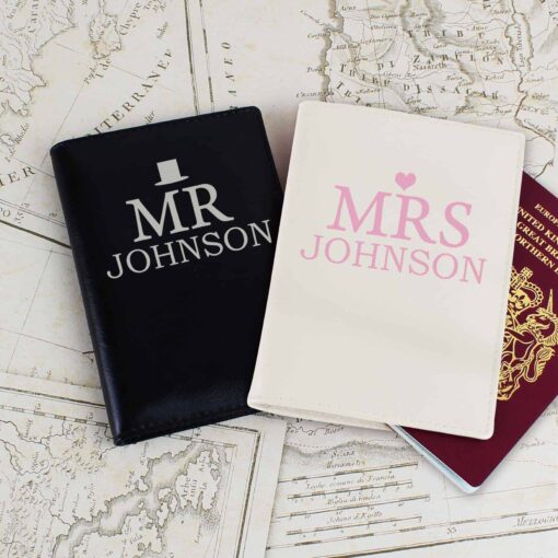 (product) Personalised Mr & Mrs Passport Holders Set