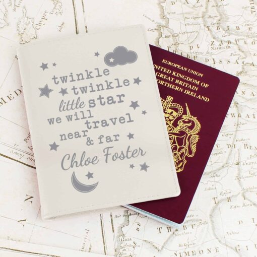 (product) Personalised Twinkle Twinkle Cream Passport Holder