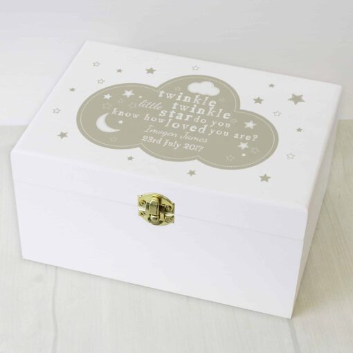 (product) Personalised Twinkle Twinkle White Wooden Keepsake Box