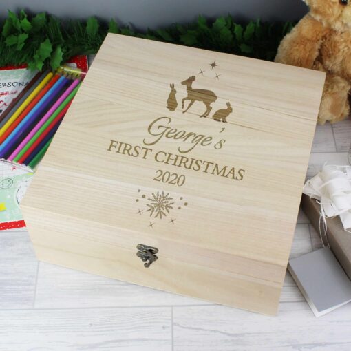 (product) Personalised Christmas Large Wooden Keepsake Box