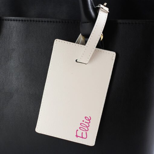 (product) Personalised Pink Name Cream Luggage Tag