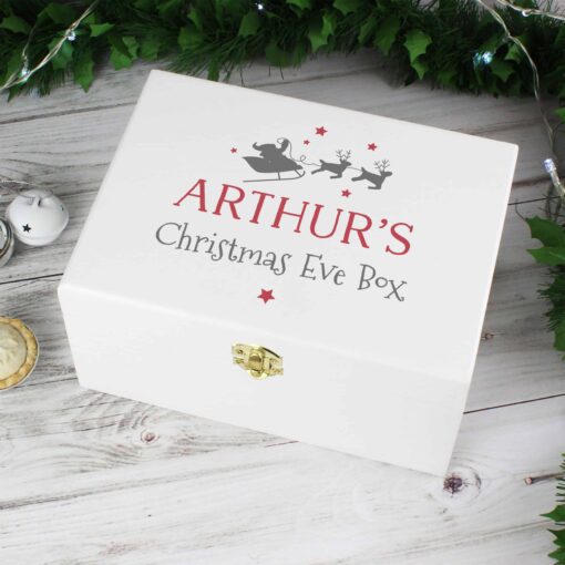 (product) Personalised Christmas Eve White Wooden Box