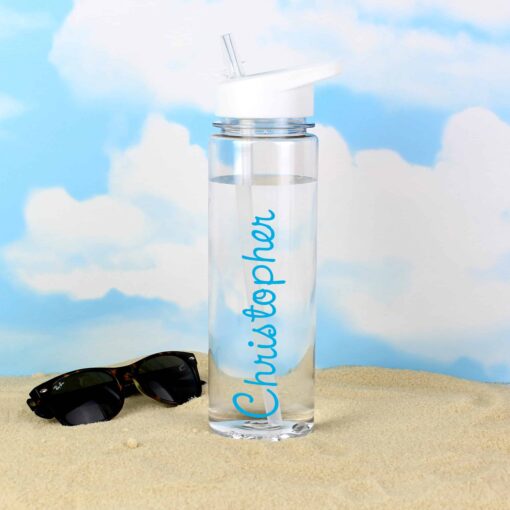 (product) Personalised Blue Name Island Water Bottle