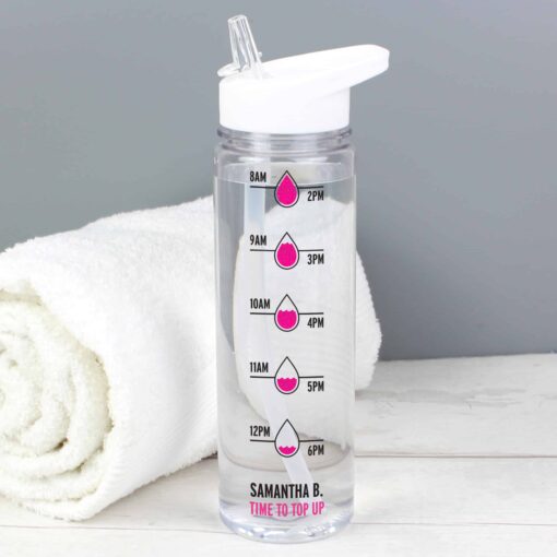 (product) Personalised Pink 'Hydration Tracker' Island Water Bottle