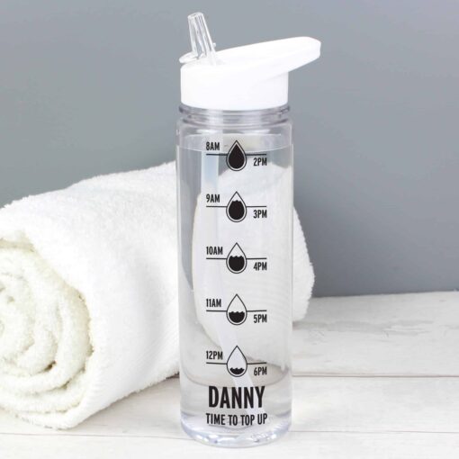 (product) Personalised Black 'Hydration Tracker' Island Water Bottle