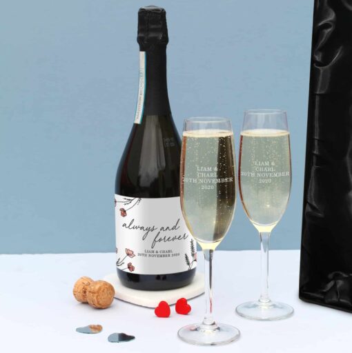 (product) Always & Forever Prosecco Set in Silk Lined Box