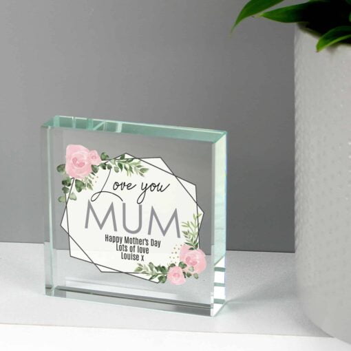 (product) Personalised Abstract Rose Large Crystal Token