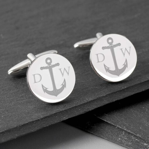 (product) Personalised Anchor Round Cufflinks