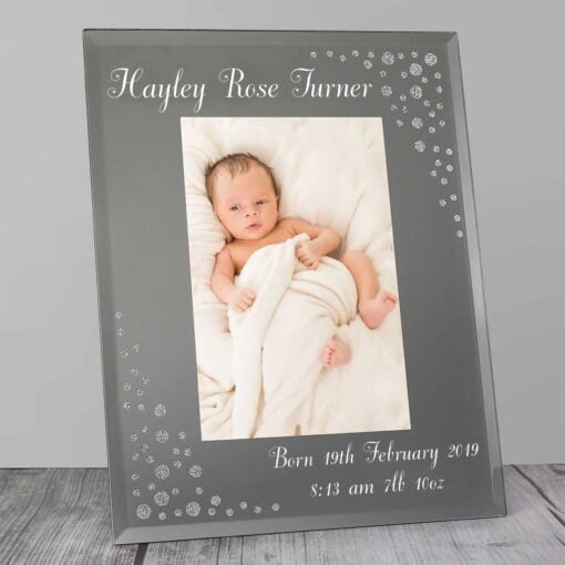 (product) Personalised Any Message 4x6 Diamante Glass Photo Frame