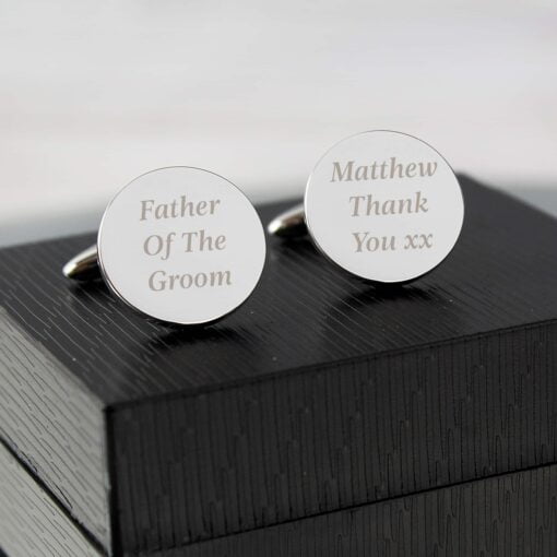 (product) Personalised Any Message Round Cufflinks