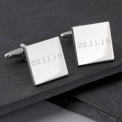 (product) Personalised Any Message Square Cufflinks - 1 line