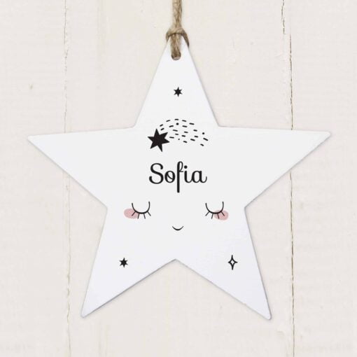 (product) Personalised Baby Moon Wooden Star Decoration