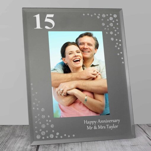 (product) Personalised Big Age 4x6 Diamante Glass Photo Frame