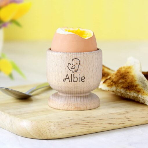 (product) Personalised Chick Wooden Egg Cup