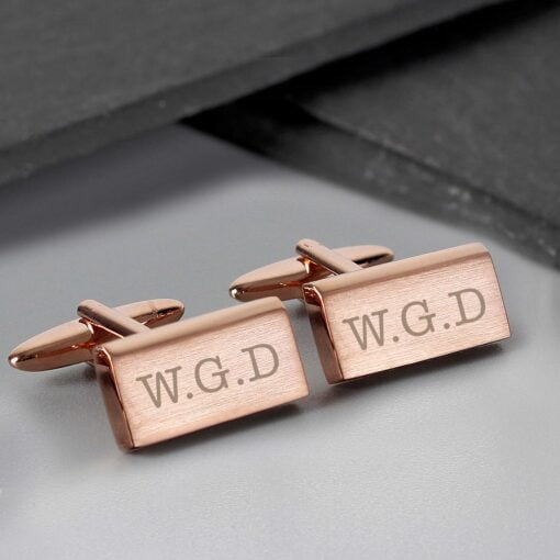 (product) Personalised Classic Rose Gold Plated Cufflinks