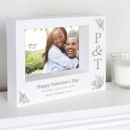(product) Personalised Couples Initials 7x5 Landscape Box Photo Frame