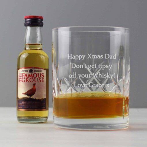 (product) Personalised Cut Crystal & Whisky Gift Set