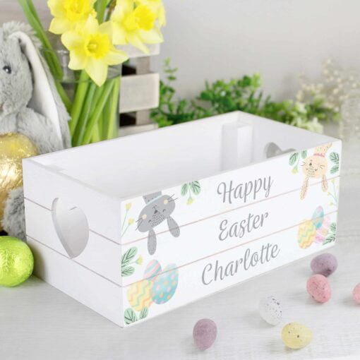 (product) Personalised Easter White Wooden Crate
