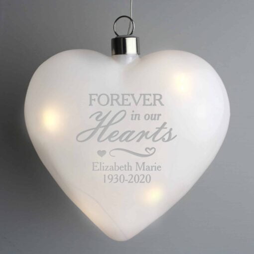 (product) Personalised Forever In Our Hearts LED Hanging Glass Heart