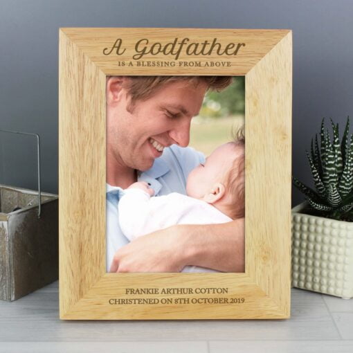 (product) Personalised Godfather 5x7 Wooden Photo Frame