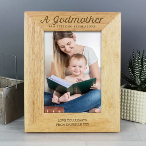 (product) Personalised Godmother 5x7 Wooden Photo Frame