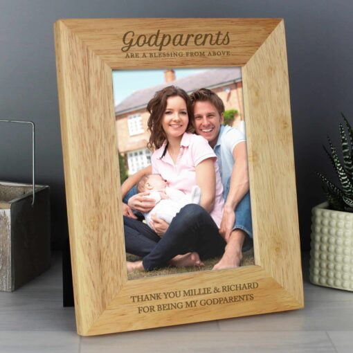 (product) Personalised Godparents 5x7 Wooden Photo Frame