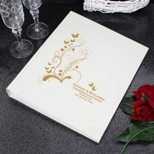 (product) Personalised Gold Butterfly Swirl Traditional Album