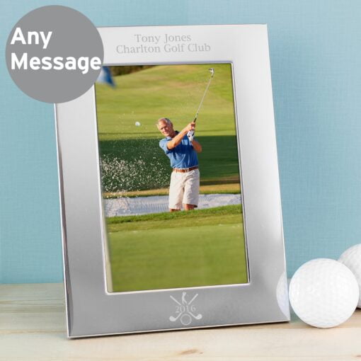 (product) Personalised Golf 4x6 Silver Photo Frame