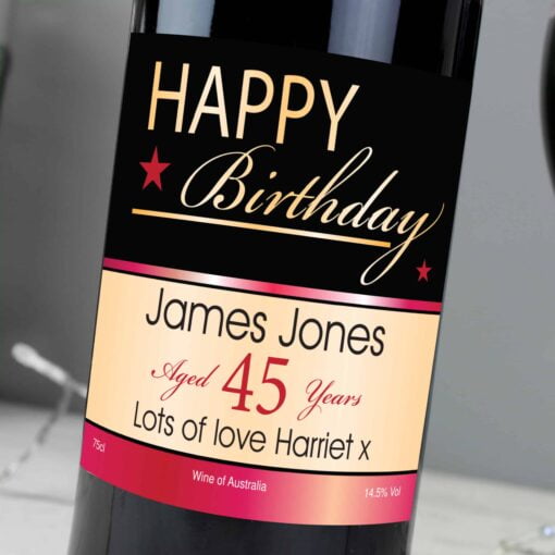 (product) Personalised Happy Birthday Red Wine
