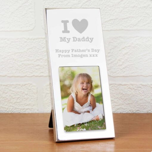 (product) Personalised I Heart Small 2x3 Silver Photo Frame