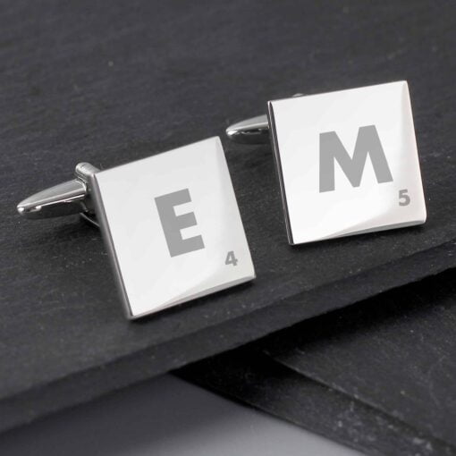 (product) Personalised Initials and Age Square Cufflinks