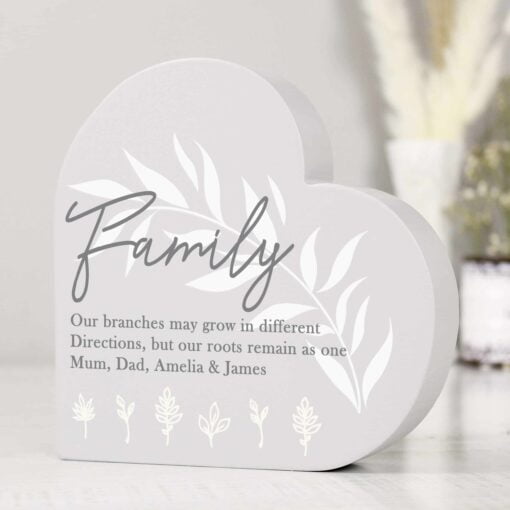 (product) Personalised Leaf Decor Free Standing Heart Ornament