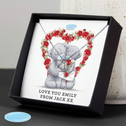(product) Personalised Me to You Valentine Sentiment Heart Necklace and Box
