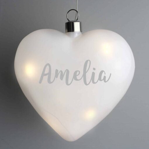 (product) Personalised Name Only LED Hanging Glass Heart