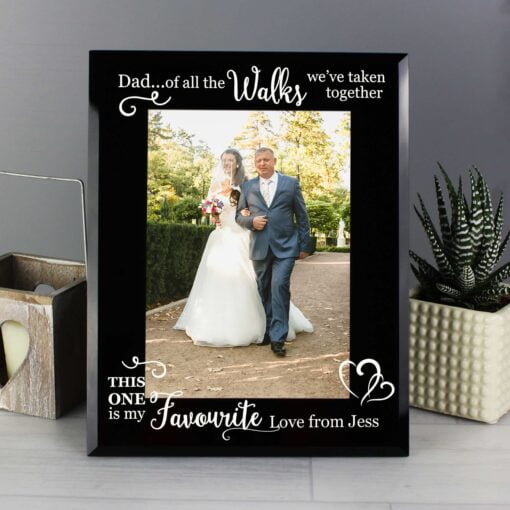 (product) Personalised Of All the Walks... Wedding 5x7 Black Glass Photo Frame